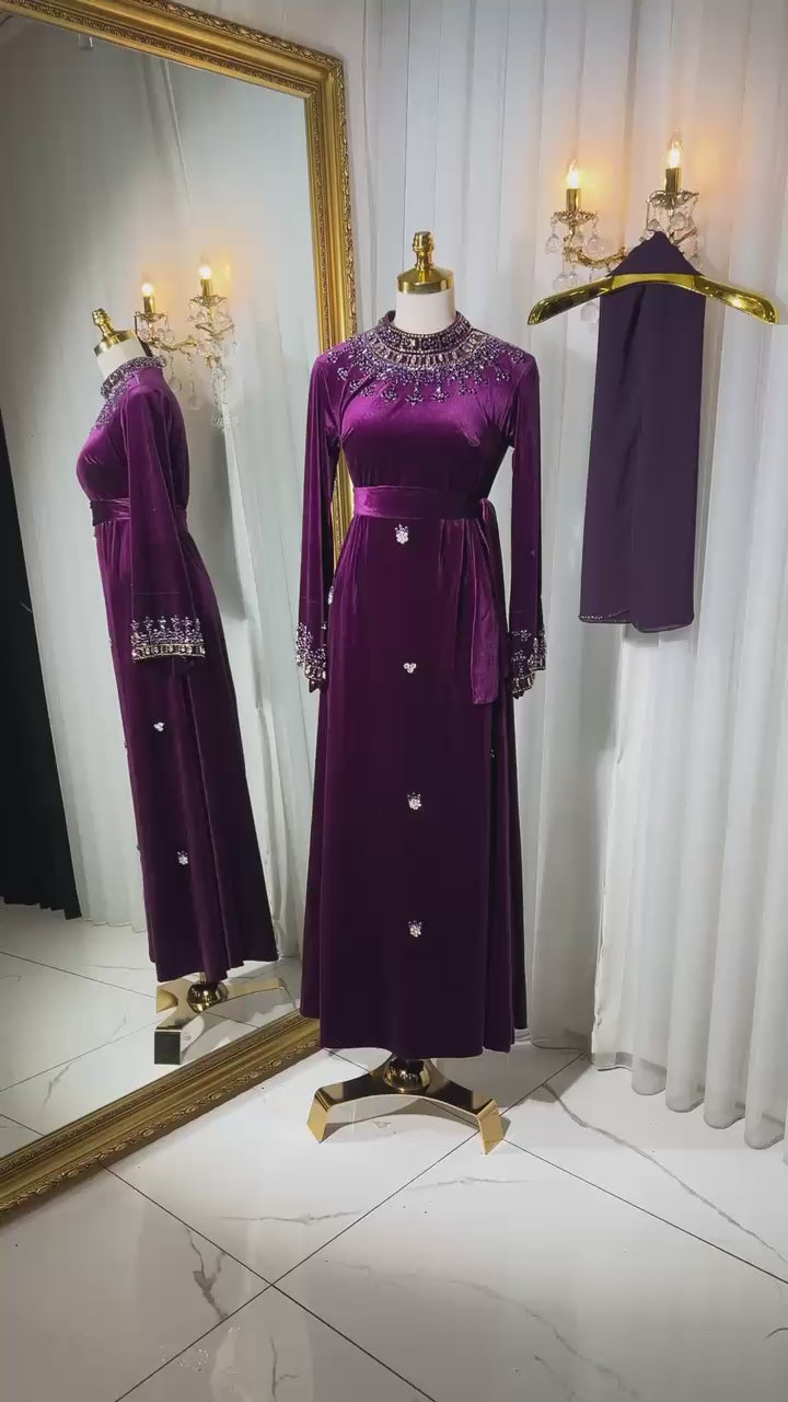 Aryam Purple Velvet Dress